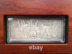 Shanghai mint 2017 China panda 200g antiqued silver bar, RARE