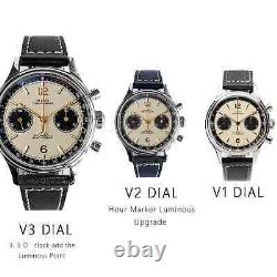 Sugess Panda V3 DIAL Chronograph Mechanical Men Watch Seagull 1963 SUPAN002GN/SN