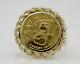 Without Stone20mm Coin Vintage 1985 China Panda 1/20 Oz 14k Yellow Gold Plated