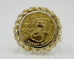 Without Stone20mm Coin Vintage 1985 China Panda 1/20 Oz 14K Yellow Gold Plated
