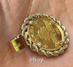 Without Stone Coin China Panda Bezel Women Charm Pendant 14K Yellow Gold Plated