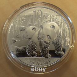 10 Yuan PANDA DE CHINE 2010 1 oz pièce en argent 99,9 % en capsule