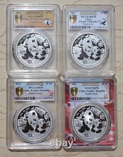 12 pièces PCGS MS70 Chine 2024 30g (30 grammes) pièces d'argent Panda