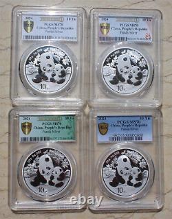 12 pièces PCGS MS70 Chine 2024 30g (30 grammes) pièces d'argent Panda