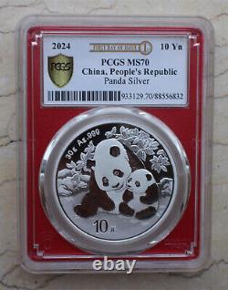 12 pièces PCGS MS70 Chine 2024 30g (30 grammes) pièces d'argent Panda