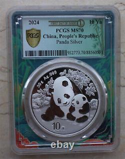 12 pièces PCGS MS70 Chine 2024 30g (30 grammes) pièces d'argent Panda