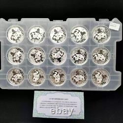 15 Pcs 2024 Chine 10 Yuan 30g Pièce d'Argent Panda