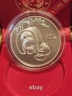 1984 CHINE ARGENT 10 YUAN PANDA PROOF W avec boîte de pièces et certificat d'authenticité - UNE TROUVAILLE MAGNIFIQUE