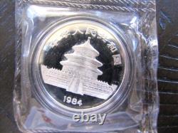 1984 CHINE panda 10 YUAN 1 oz ARGENT PUR GEM PROOF (SCELLÉ EN USINE) Avec BOÎTE