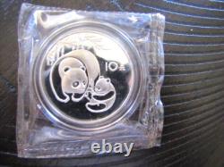 1984 CHINE panda 10 YUAN 1 oz ARGENT PUR GEM PROOF (SCELLÉ EN USINE) Avec BOÎTE