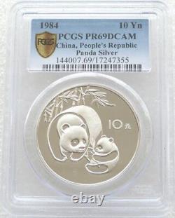 1984 Chine Panda 10 Yuan Silver Proof 1oz Pièce Pcgs Pr69 Dcam