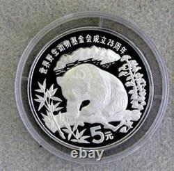 1986 Chine argent 5 yuans Fonds mondial pour la nature WWF panda preuve dans son support avec certificat d’authenticité