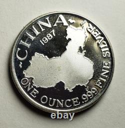 1987 Chine Panda 1 once Troy. 999 Argent Fin AMC American Medals Corp Surfaces PL