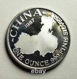 1987 Chine Panda 1 once Troy. 999 Argent Fin AMC American Medals Corp Surfaces PL