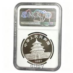1987 Panda argentée chinoise 1 oz 999 10 yuans NGC PF69 Ultra Cameo