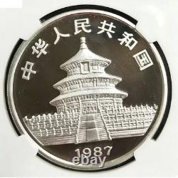 1987 Panda argentée chinoise 1 oz 999 10 yuans NGC PF69 Ultra Cameo