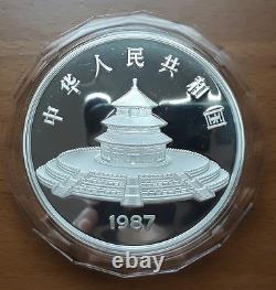 1987 VRAIE pièce en argent Proof de 5 oz Panda de Chine 50 Yuan HAUT GRADÉ