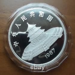 1987 VRAIE pièce en argent Proof de 5 oz Panda de Chine 50 Yuan HAUT GRADÉ