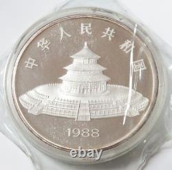 1988 ARGENT CHINE PROOF 12oz PANDA 100 YUAN DOUBLE SÉCURISÉ COFFRET DE PIECE & COA #1679