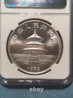 1989 Chine Argent Panda Coin Old 1oz 999 Ngc Ms68 Chinois Gem 10 Yuan Rmb