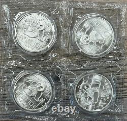1989 Chine Panda argenté 10 Yuan 1oz. 999 Argent Fin Ronde en Double Sceau OGP
