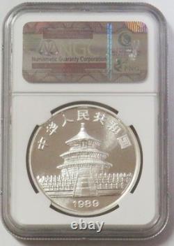1989 Panda chinoise en argent Yuan Oz NGC État de conservation 68