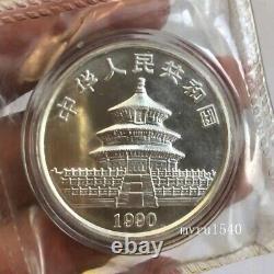 1990 Chine 10yuan Panda Coin Chine 1990 Panda Argent Pièce 1oz Avec Boîte
