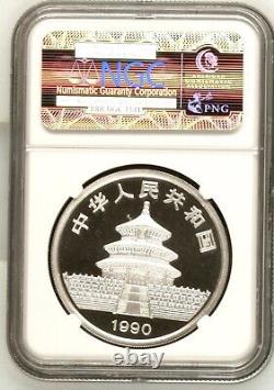 1990 Chine Panda Argent 1oz Pièce de Petite Date NGC MS69