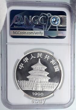 1990 Chine Panda Bamboo Temple De Heaven Argent 10 Yuan Chinese Coin Ngc I89267