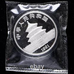 1991 Chine 10 Yuan 1 oz Preuve Panda Pièce d'argent