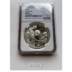 1992 Panda argent Chine grande date 1 oz 999 pièce de 10 yuans NGC MS69