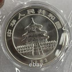 1993 Chine 10yuan Panda Coin Chine 1993 Panda Argent Pièce 1oz Avec Boîte