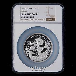 1993 Chine 5 oz 50 Yuan Panda Pièce en argent NGC PF68