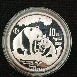 1993 Chine Panda Argent (2) 1oz 10 Yuan & 5 Yuan Cuivre Épreuve/Monnaie Lot 3 Pièces