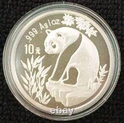 1993 Chine Panda Argent (2) 1oz 10 Yuan & 5 Yuan Cuivre Épreuve/Monnaie Lot 3 Pièces
