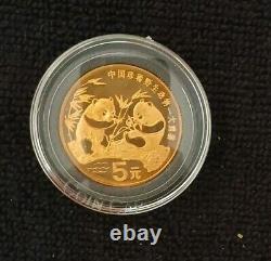 1993 Chine Panda Argent (2) 1oz 10 Yuan & 5 Yuan Cuivre Épreuve/Monnaie Lot 3 Pièces