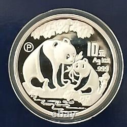 1993 Chine Panda Épreuve 1oz. 999 Pièce en argent Mintage bas 20 000