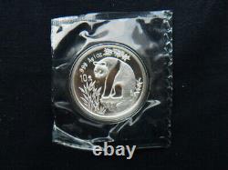 1993 Chine Rare Panda Argent 1oz 10 Yuan Unc Gem Fermé En Emballage Plastique Officiel