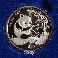 1994 Chine 1 OZ Panda en Argent avec Boîte