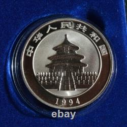 1994 Chine 1 OZ Panda en Argent avec Boîte
