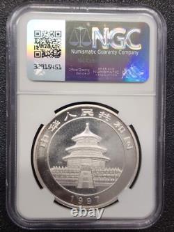 1997 Chine 10 Yuan Panda 1 oz Pièce d'Argent NGC MS66 Grande Date 6887052