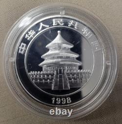 1998 Chine 1/2 Oz Argent Panda 5 Yuan Épreuve Colorisée