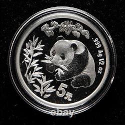 1998 Chine 5 Yuan 1/2 oz Ag. 999 Pièce d'argent Panda