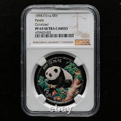 1998 Chine 5 Yuan 1/2 oz Preuve Panda en Argent Coloré NGC PF69