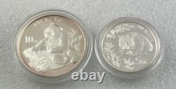 1998 Chine Panda 10 Yuan & 5 Yuan Ensemble en Argent 999 Présentation dans Boîte Incroyable
