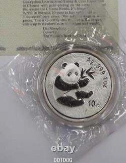 1Pcs 2000 China Guangzhou Coin EXPO 10YUAN 1oz Silver Panda Coin with COA<br/>	  <br/>Traduction en français : 1 pièce de monnaie Panda en argent 1oz 10YUAN de l'EXPO de pièces de monnaie de Guangzhou en Chine en 2000 avec certificat d'authenticité