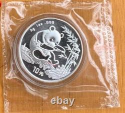 1 pièce de monnaie en argent Panda de Chine 1994, pièce de 10 Yuan, 1 OZ Ag