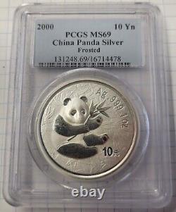 2000 Pièce d'argent Panda Chine PCGS MS69 1oz. 999