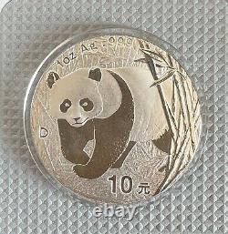 2001D Chine S10Y pièce d'argent Panda petit D, RARE