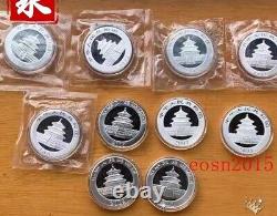 2001-2010 Chine 10YUAN Panda Pièces d'argent (1 oz) 10PCS, pas de COA, pièce de Panda
